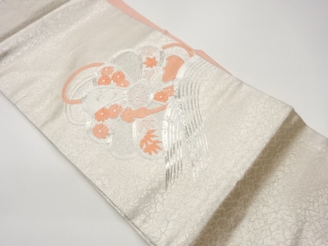 JAPANESE KIMONO / SILVER KOMA EMBROIDERY TWISTED PLUM BLOSSOMS / FLOWE
